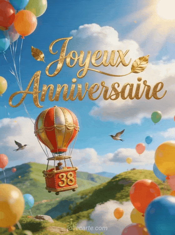 Joyeux anniversaire 38 ans - Carte originale