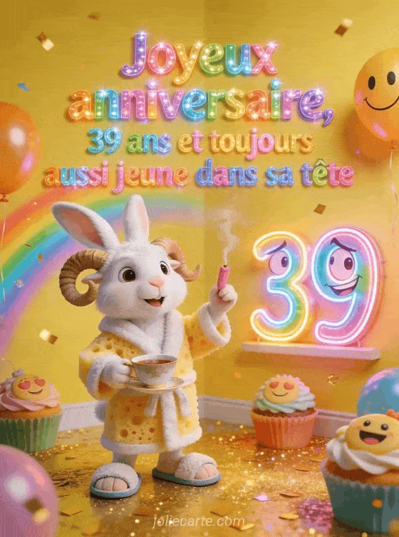 Joyeux anniversaire 39 ans - Carte humour