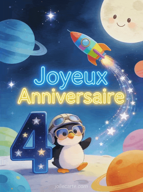 Joyeux anniversaire 4 ans - Carte garcon
