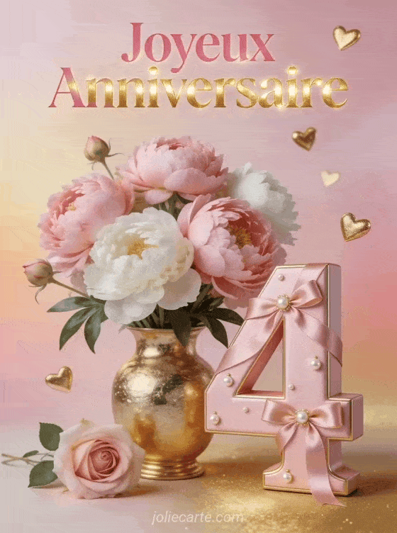 Joyeux anniversaire 4 ans - Carte fille