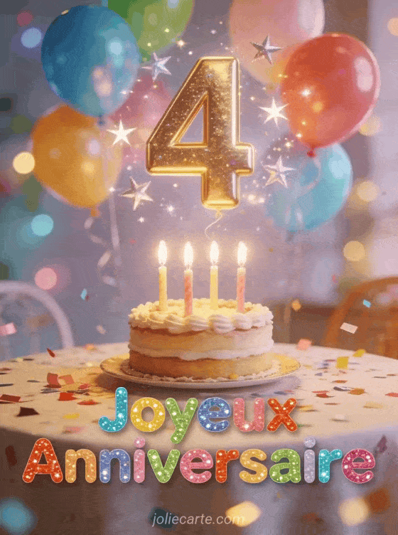 Joyeux anniversaire 4 ans - Carte