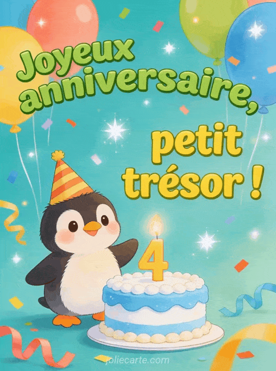 Joyeux anniversaire 4 ans - Garcon texte