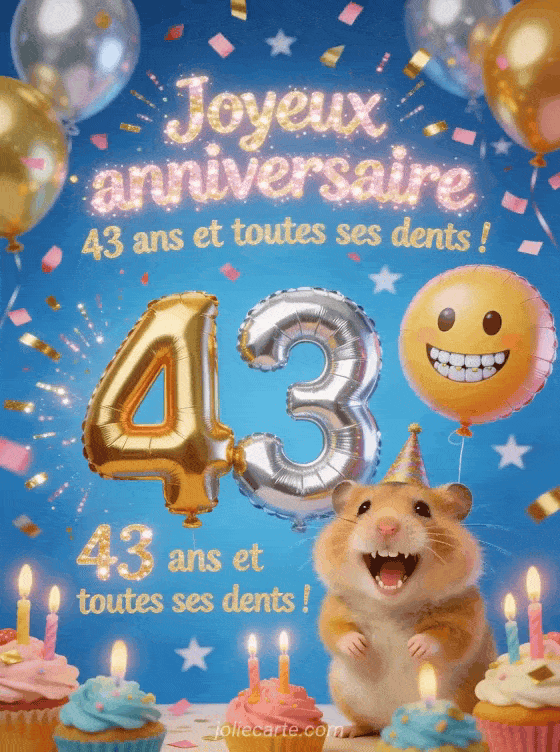 Joyeux anniversaire 43 ans - Humour gif anime