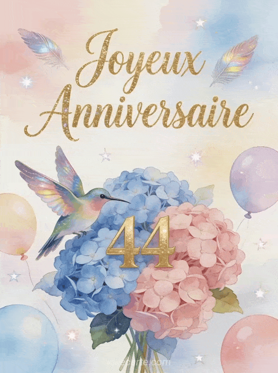 Joyeux anniversaire 44 ans - Carte femme