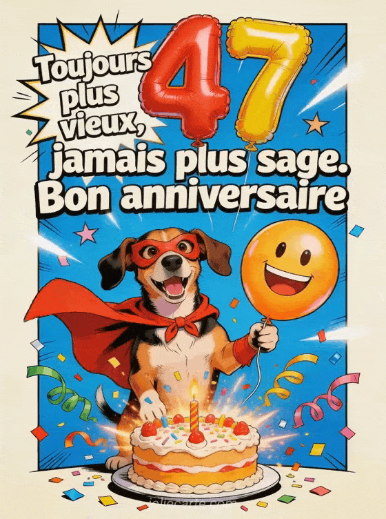 Joyeux anniversaire 47 ans - Humour gif anime