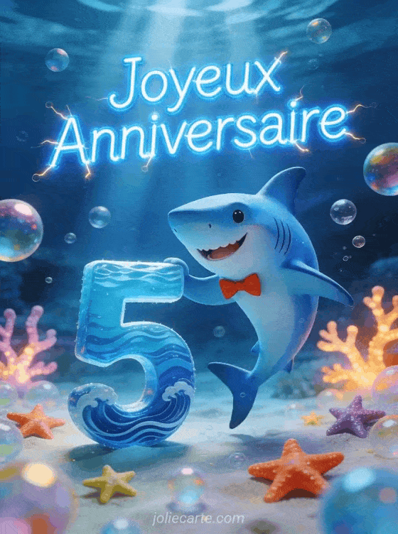Joyeux anniversaire 5 ans - Carte garcon