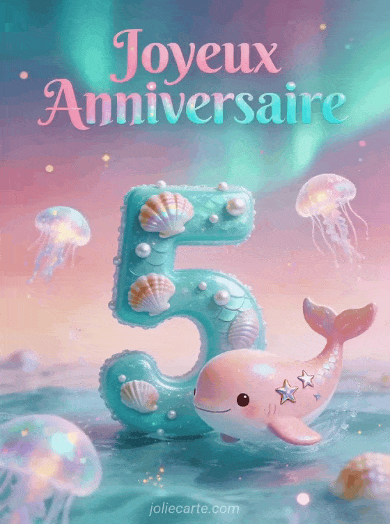 Joyeux anniversaire 5 ans - Carte fille