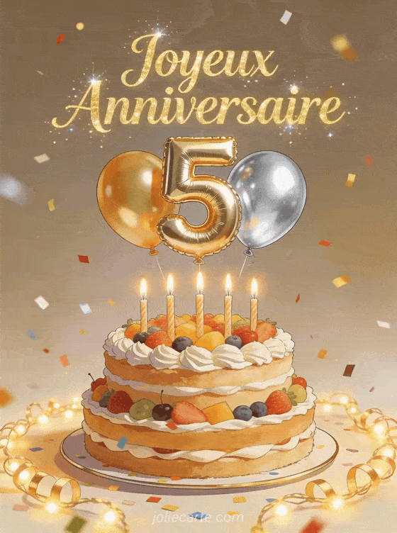 Joyeux anniversaire 5 ans - Carte