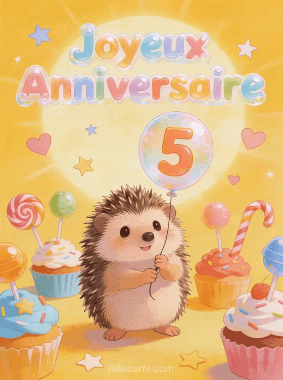 Joyeux anniversaire 5 ans - Carte enfant