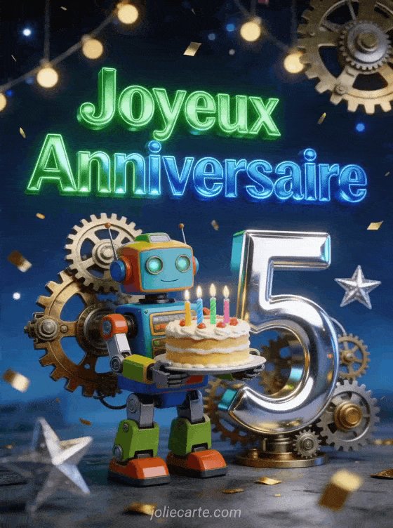 Joyeux anniversaire 5 ans - Carte garcon gratuite