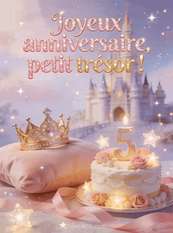 Joyeux anniversaire 5 ans - Texte fille princesse