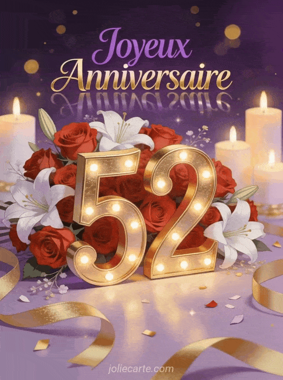 Joyeux anniversaire 52 ans - Carte