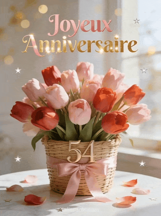 Joyeux anniversaire 54 ans - Carte femme