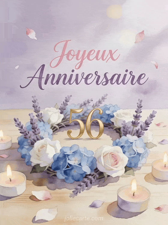 Joyeux anniversaire 56 ans - Jolie carte femme