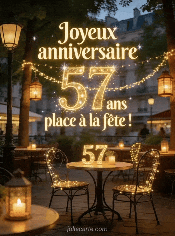 Joyeux anniversaire 57 ans - Message gratuit