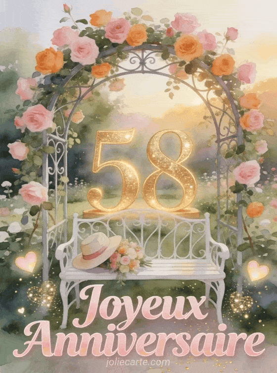 Joyeux anniversaire 58 ans - Carte femme
