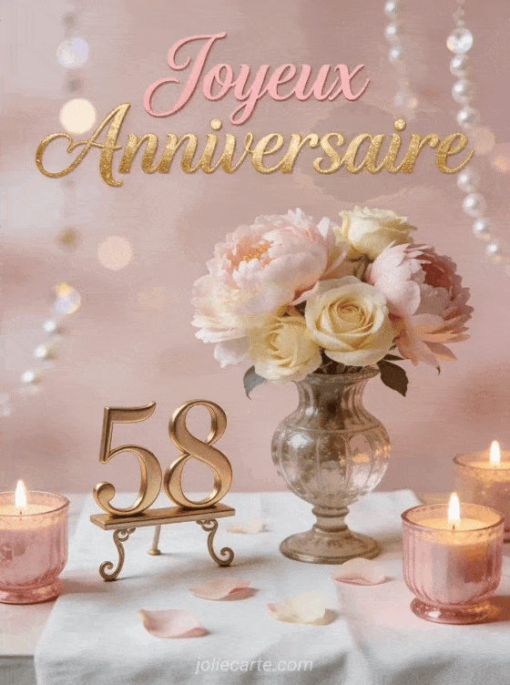 Joyeux anniversaire 58 ans - Jolie carte femme