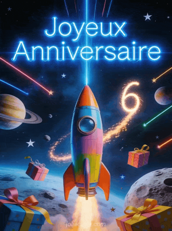 Joyeux anniversaire 6 ans - Carte garcon gratuite