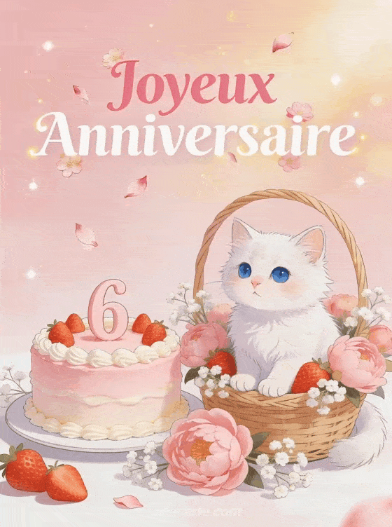 Joyeux anniversaire 6 ans - Carte fille gratuite
