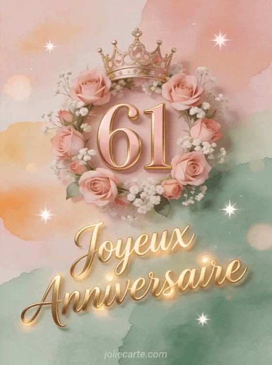 Joyeux anniversaire 61 ans - Jolie carte femme