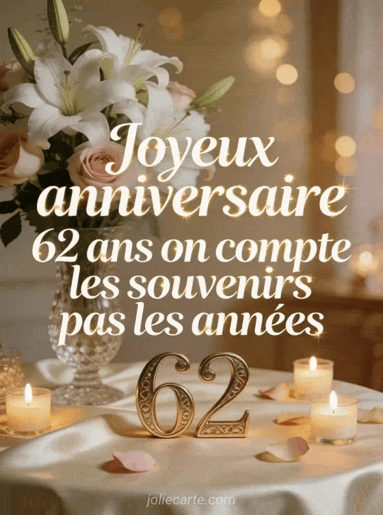 Joyeux anniversaire 62 ans - Texte femme