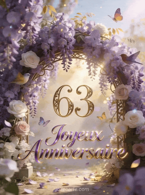 Joyeux anniversaire 63 ans - Jolie carte femme