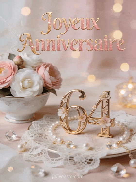 Joyeux anniversaire 64 ans - Jolie carte femme