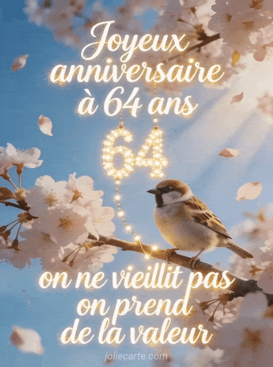 Joyeux anniversaire 64 ans - Message gratuit