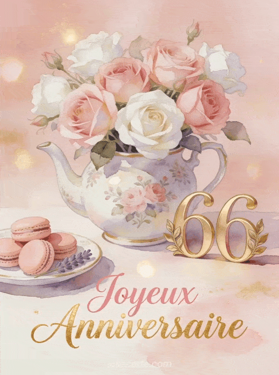 Joyeux anniversaire 66 ans - Jolie carte femme