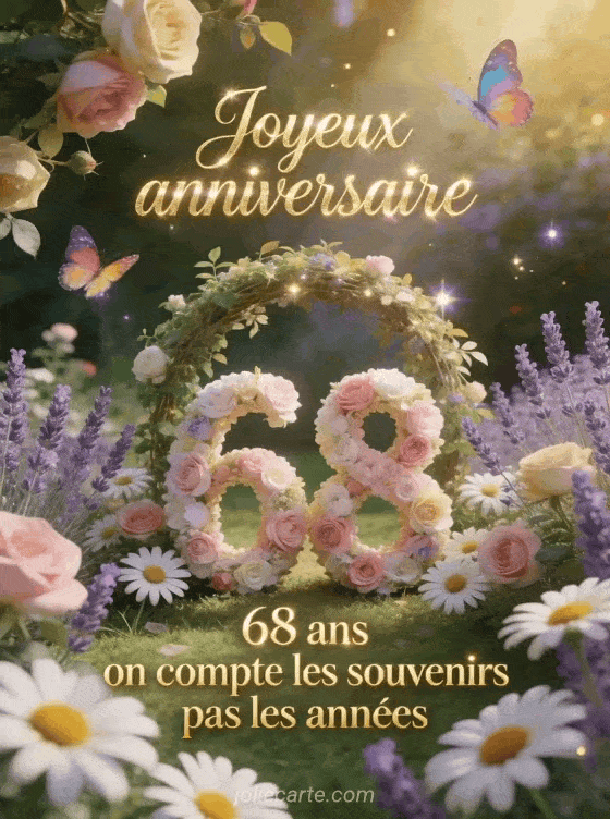 Joyeux anniversaire 68 ans - Modele texte femme