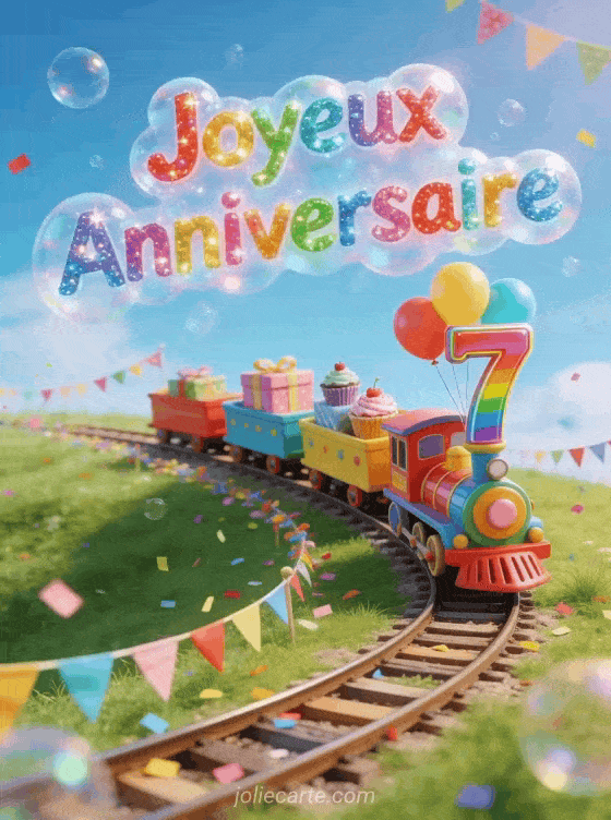 Joyeux anniversaire 7 ans - Carte enfant
