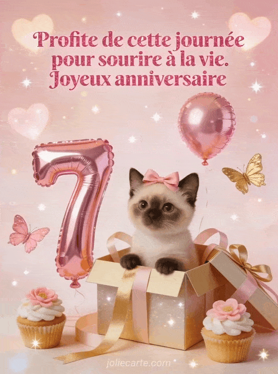 Joyeux anniversaire 7 ans - Texte fille
