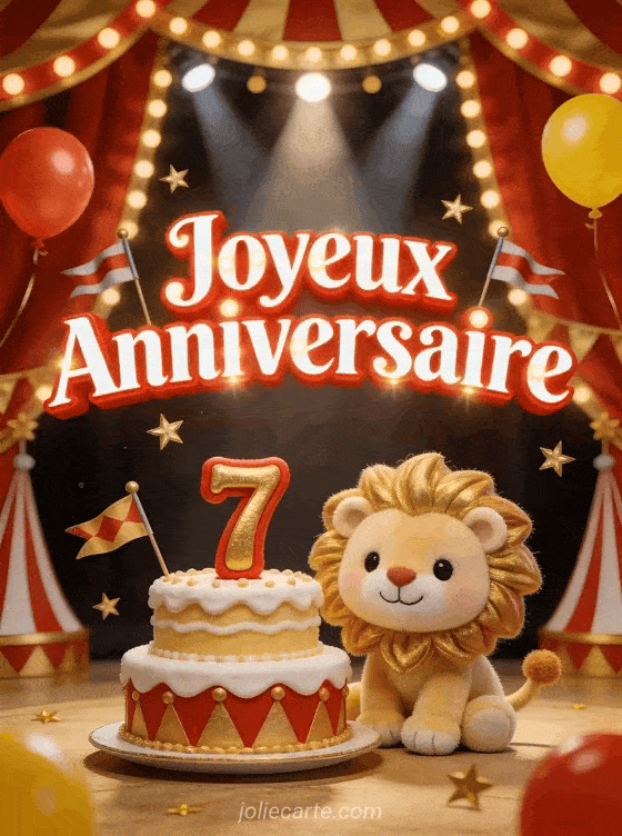 Joyeux anniversaire 7 ans - Carte gratuite