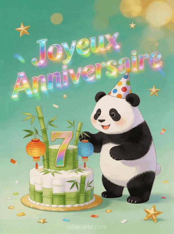 Joyeux anniversaire 7 ans - Carte animee gratuite