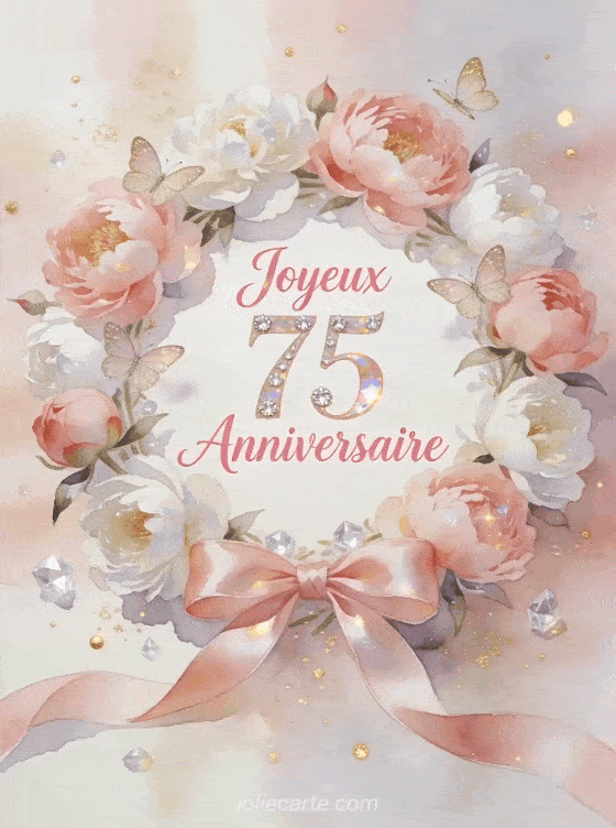 Joyeux anniversaire 75 ans - Carte femme