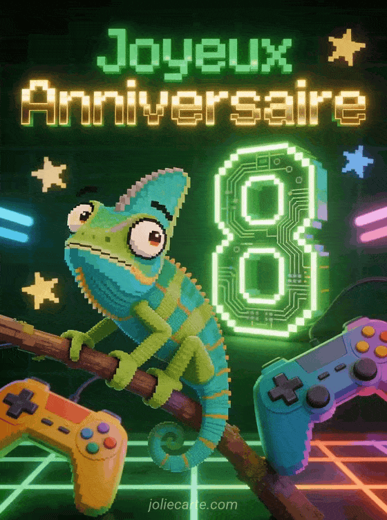 Joyeux anniversaire 8 ans - Carte garcon