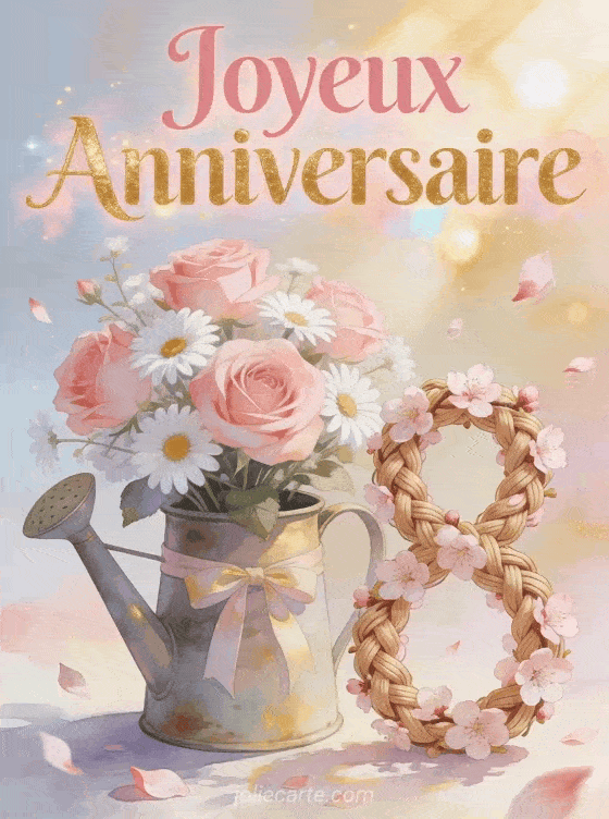 Joyeux anniversaire 8 ans - Carte fille gratuite