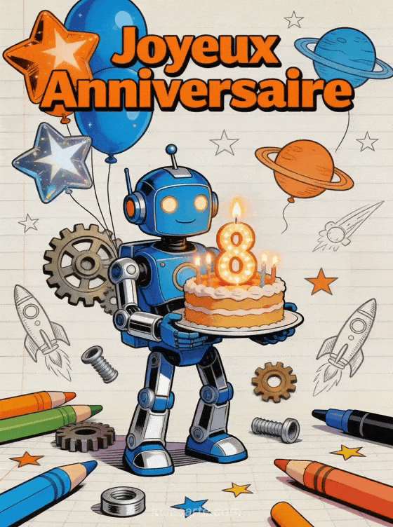 Joyeux anniversaire 8 ans - Dessin