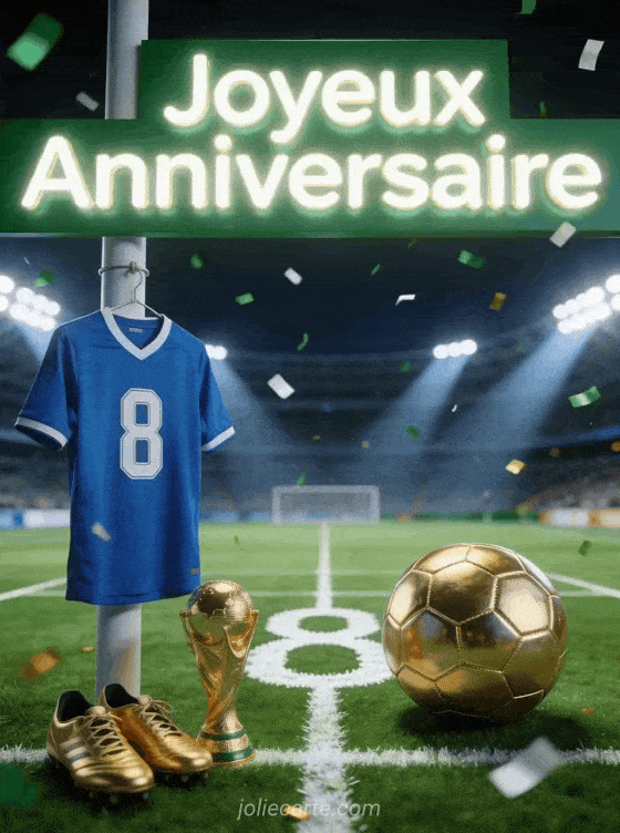 Joyeux anniversaire 8 ans - Carte garcon foot