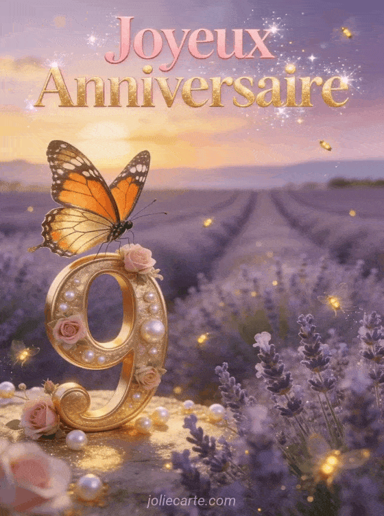 Joyeux anniversaire 9 ans - Carte fille