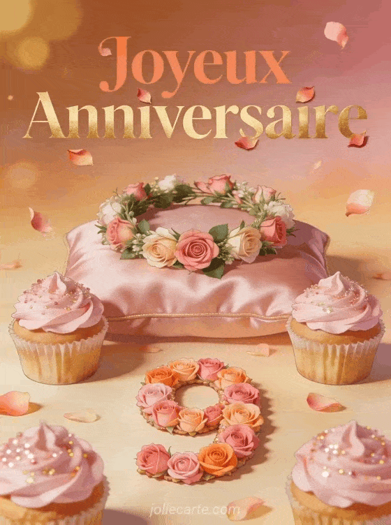Joyeux anniversaire 9 ans - Carte fille gratuite