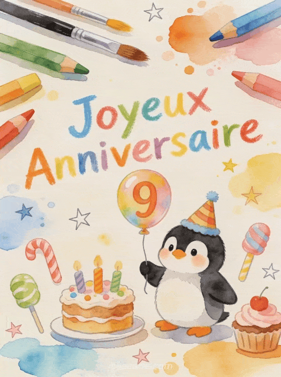 Joyeux anniversaire 9 ans - Dessin