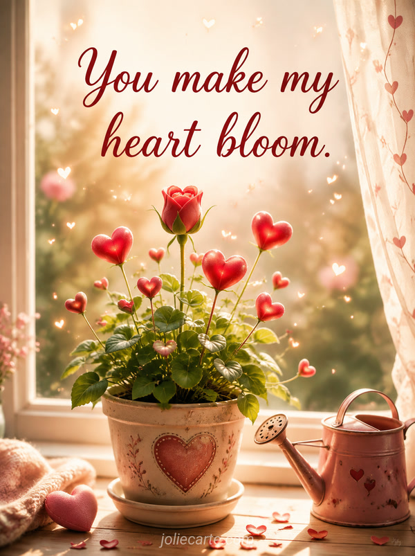 You Make My Heart Happy Card With Glowing Blooms - JolieCarte