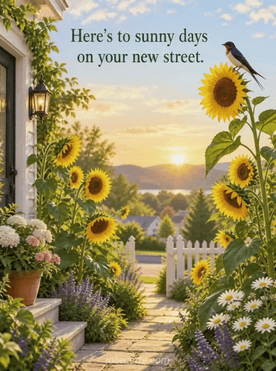 Here's to sunny days on your new street. - GIF