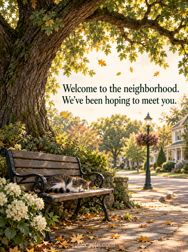 Welcome to the neighborhood. We've been hoping to meet you. - Image