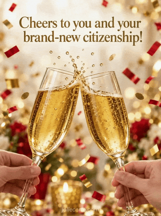Cheers to you and your brand-new citizenship! - GIF