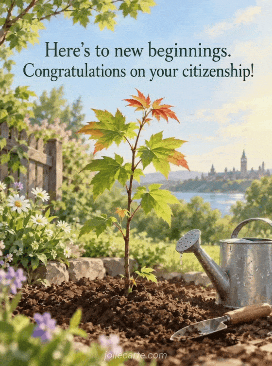 Here's to new beginnings. Congratulations on your citizenship! - GIF