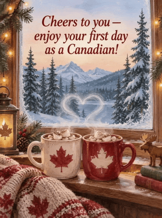 Cheers to you — enjoy your first day as a Canadian! - GIF