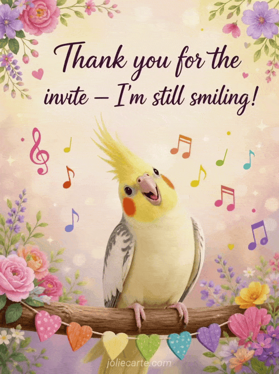 Thank you for the invite — I'm still smiling! - GIF