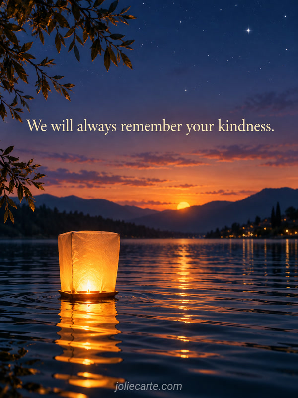 We will always remember your kindness. - Image